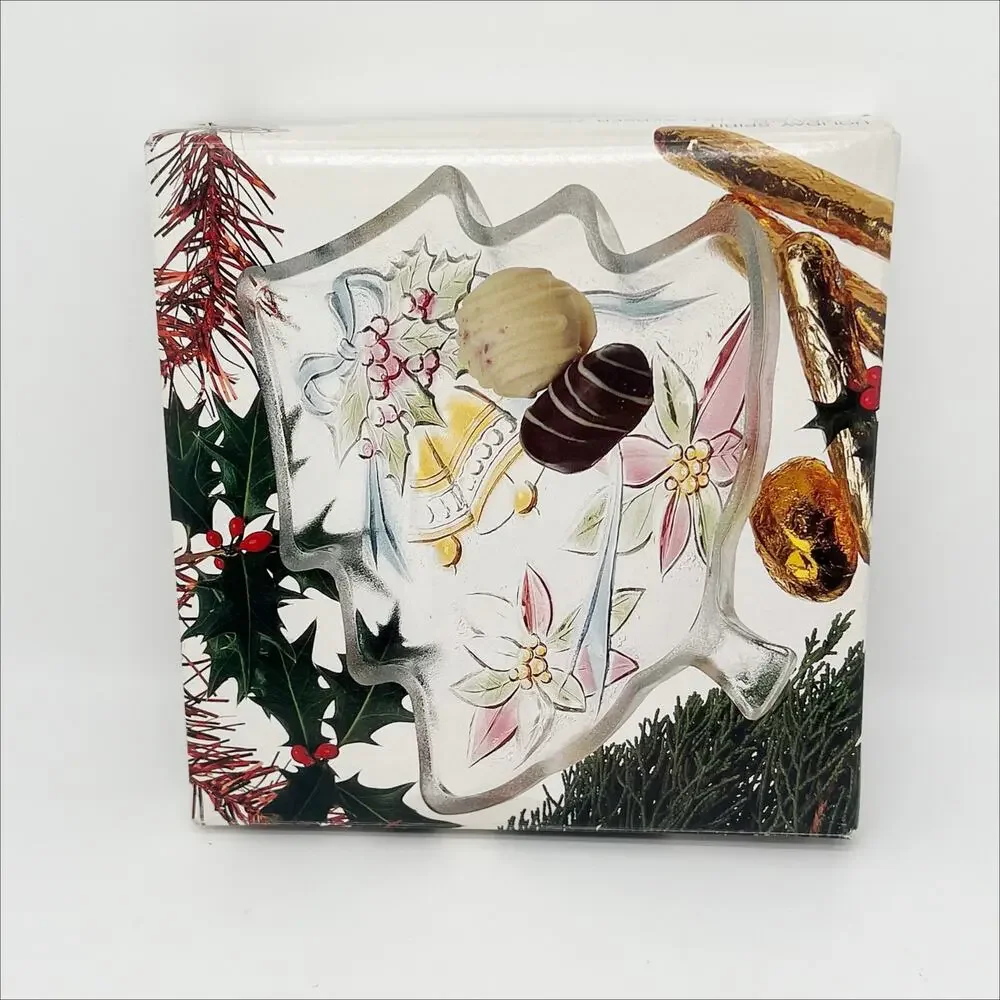 Vintage Savoir Vivre Crystal Holiday Spirit Christmas Tree Serving Plate NIB